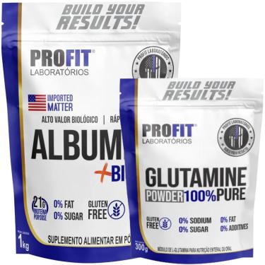 Imagem de ALBUMINA COM BIOTINA 1KG l GLUTAMINA PURA 300G l PROFIT-Unissex