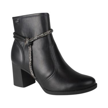 Imagem de Bota Salto Bloco Médio Calce Fácil Cano Curto Feminina Dakota Preto 38