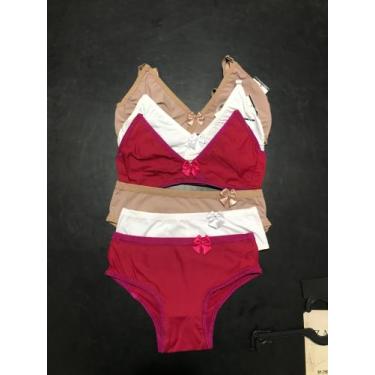Imagem de Kit 3 Conjuntos de Sutiã e Calcinha Feminino Menina Moça Poliamida - Z
