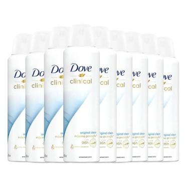 Imagem de Kit 9 Desodorantes Aerosol Dove Clinical Original Clean 150ml/91g