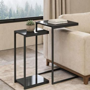 Imagem de Kit Mesas Laterais Decorativas Industrial D01 Design Preto - Lyam Deco