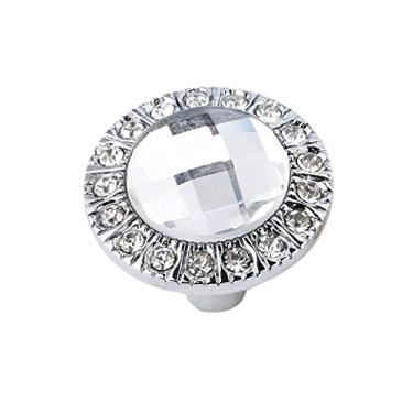 Imagem de 1 conjunto de vidro vestido de vidro mobiliário de cristal handles armário armário pull porta cozinha liga de zinco Único buraco 3.1cm moderno YYDFPIIA (Color : Bright chrome)