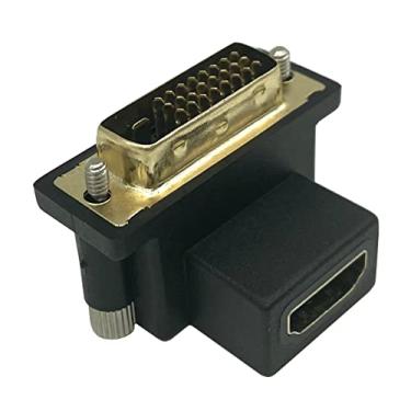 Imagem de Dafensoy Adaptador DVI para HDMI com ângulo de 90 graus, DVI macho para HDMI fêmea, para computador, HDTV e placa gráfica, projetor.