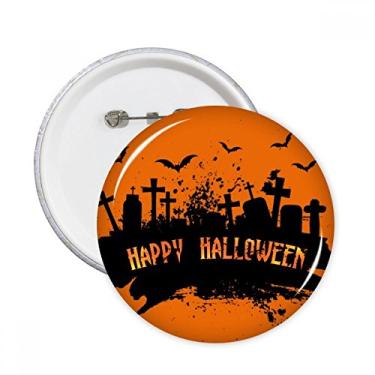 Imagem de Cemitério Noite de Terror Halloween Alfinetes Redondos Emblema Botão Decoração Acessório 5 peças