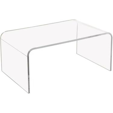 Imagem de Mesa de centro pequena Mesa de centro de acrílico transparente Mesa de centro para pequenos espaços Mesa central Mesa de sofá Mesa de chá Mesa lateral minimalista moderna para sala de estar,