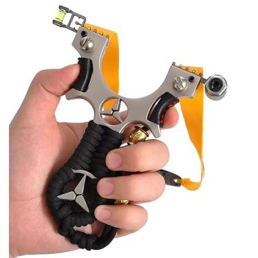 Imagem de Estlingue profissional de alta precisão com objetivo de estilingue de couro plano corda arte envolta estilingue caça ao ar livre catapulta