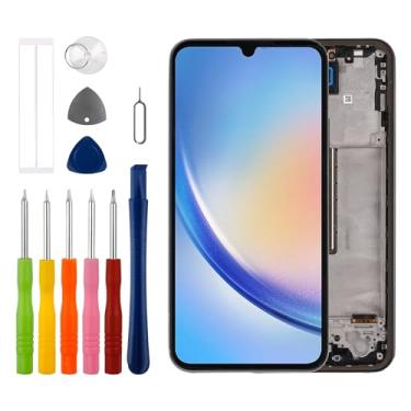 Imagem de Duotipa Tela TFT para Samsung Galaxy A34 SM-A346 16.8 cm (Preto com Moldura) Tela LCD Touchscreen Digitalizador Montagem com Kit de Ferramentas de Reparo, Sem Suporte de Impressão Digital