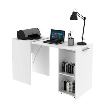 Imagem de Mesa Escritório Escrivaninha Retrátil para Computador com Prateleiras 