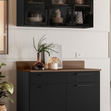 Imagem de Cozinha Modulada Em Aço 2 Peças Rodapé Em Pvc Exclusive Grafite-preto Matt