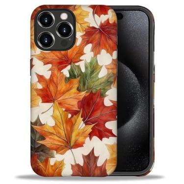 Imagem de DAIZAG Capa para iPhone 16 Pro Max, folha de outono, folhas de outono, design de corpo inteiro, híbrida, dupla proteção, TPU macio + capa protetora de policarbonato rígido à prova de choque resistente