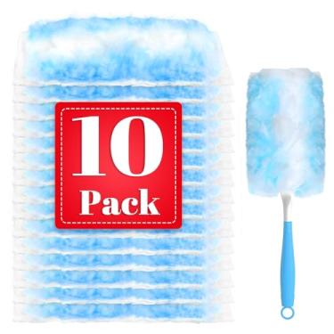 Imagem de Recargas de espanador compatíveis com refil Swiffer Heavy Duty, 10 espanadores para kit Swiffer Duster, espanadores para limpeza/carro/eletrônicos/móveis/persianas/limpador de ventilador de teto (alça