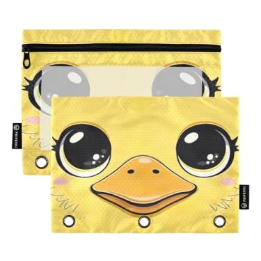 Imagem de Wassud Pastas de fichário com 3 furos, pastas de bolso fofas com cara de pato, pasta organizadora de arquivos para escritório em casa, pacote com 2