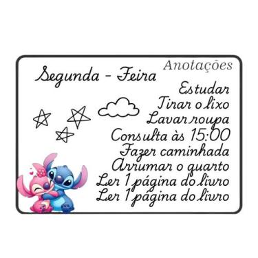 Imagem de Lousa Magnética Geladeira A4 Pg01 Cor Branco Stitch e Angel - OPFY