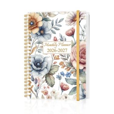 Imagem de Agenda mensal 2026-2027 - Calendário mensal de maio de 2026 a junho de 2027, agenda com bolso interno, faixa elástica, 14,7 cm x 21,6 cm, flor grande colorida