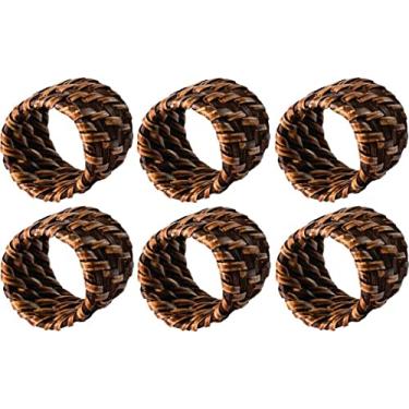 Imagem de Conjunto De Argolas Para Guardanapo Mundiart 6 Peças Marrom