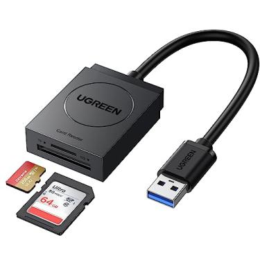 Imagem de UGREEN Leitor de cartão SD USB 3.0 Leitor de cartão de memória flash de slot duplo TF SD Micro SD SDXC SDHC MMC RS-MMC Micro SDXC Micro SDHC UHS-I para Mac Windows Linux Chrome Leia 2 cartões