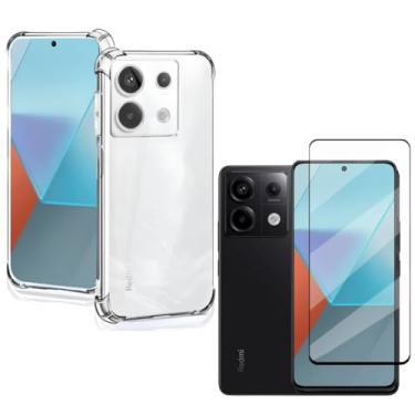 Imagem de Capa Capinha Anti Impacto + Película de Vidro Temperado 3D Para Redmi Note 13 Pro 5G Tela De 6,67 Polegadas - (Bluepink)