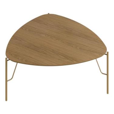 Imagem de Mesa de Centro Para Sala de Estar Baixa Pés Industrial Dourado Alef I0