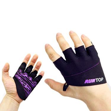 Imagem de (Large, Purple) - RUNTOP Workout Gloves Weight Lifting Grips with Silicon Padding by Exercise Gloves Perfect for Women Men Crossfit Training WODS Weightlifting Bodybuilding PowerLifting GYM Fitness