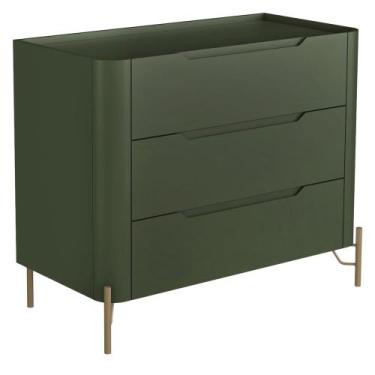 Imagem de Cômoda Para Quarto Closet Orgânica 3 Gavetas Pés Industrial Dourado Bl