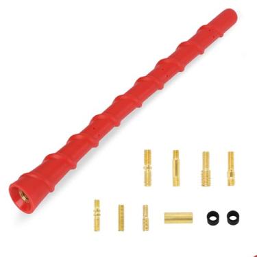 Imagem de Antena universal de caminhão de carro para GMC Sierra 1500-3500 Denali Chevy Silverado 1500-3500 (1999-2024) Acessórios otimizados de recepção de rádio AM/FM (vermelho, antena espiral 17.8 cm)