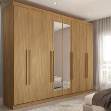 Imagem de Guarda-Roupa Casal Ele e Ela 8 Portas 4 Gavetas com Espelho Cinamomo - Panorama Móveis