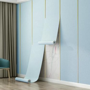 Imagem de Papel de parede autoadesivo engrossado 3 mm à prova d'água e à prova de umidade espuma XPE adesivo de parede 3D para quarto e sala de estar renovação e ocultação de parede azul fresco 50 * 1000 cm