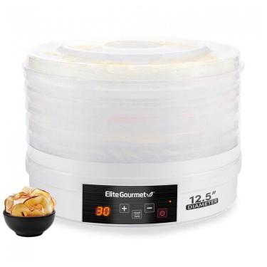 Imagem de Desidratador de Alimentos Digital Elite Gourmet EFD770WD com 5 Bandejas Livres de BPA de 32x64 cm, Temporizador Ajustável de 48 horas