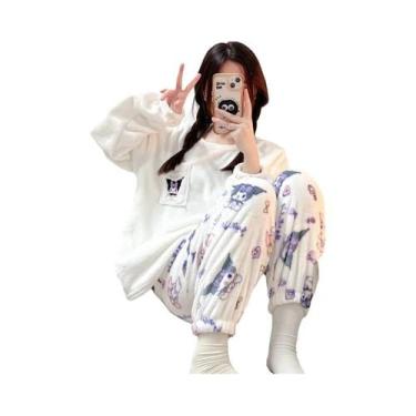 Imagem de Pijamas De Inverno Para Meninas Com Estampa De Gato KT Em Flanela Cora