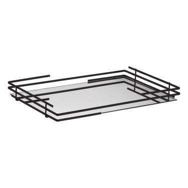 Imagem de Bandeja Celine com Base Espelhada e Design Moderno Preta Hara