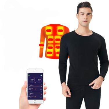 Imagem de SofLuxe Conjunto de roupas íntimas aquecidas elétricas de 20 áreas para homens e mulheres, camiseta e calça quentes com controle de aplicativo de roupas íntimas, camiseta, 2GG