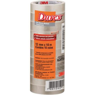 Imagem de Fita Adesiva Durex Transparente 12MM X 10M Pacote com 10 - 3M