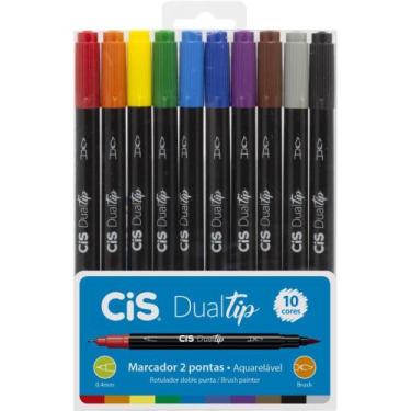 Imagem de Marcador Artístico CIS Dual TIP BRUSH 10 Cores - Sertic