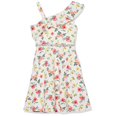 Imagem de Speechless Vestido feminino sem mangas com babados e um ombro só, Off White/Floral, 8