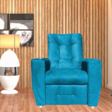 Imagem de Poltrona Do Papai Reclinável Suede Porta Copo Perola Turquesa
