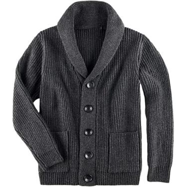 Imagem de Cardigan Verde Do Exército Para Homens Casaco De Lã Extra Grossa Engrossar Quente Casual Botão Up, Dark Gray, XL