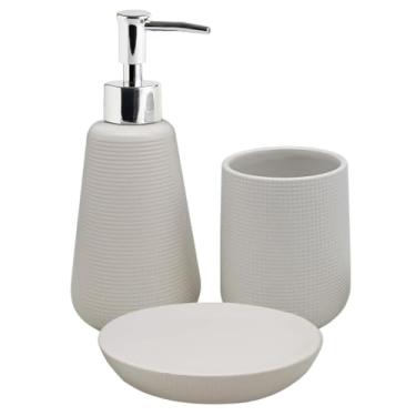 Imagem de Kit Conjunto Banheiro Lavabo Branco 3 Pçs Cerâmica Acessórios