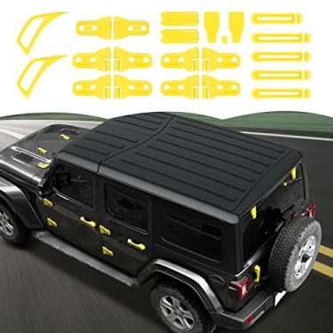Imagem de CheroCar 22 peças acessórios exteriores tampa do capô do motor tampa da dobradiça da porta lateral ar condicionado tampa da maçaneta da porta para Jeep Wrangler JL JLU Sports Sahara Freedom Run 2018