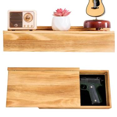 Imagem de SAFEPrateleira de armazenamento de armas oculta - 36,5 x 19,6 cm x 7 cm Prateleira de ocultação rústica móveis compartimento de ocultação arma escondida decoração de parede segura para segurança