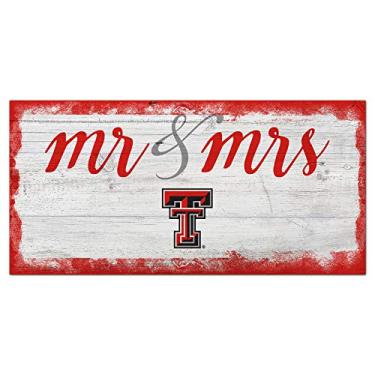 Imagem de Fan Creations NCAA Texas Tech Red Raiders unissex Texas Tech University Script Mr & Mrs Sign, cor do time, 15 x 30 cm