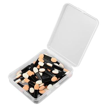 Imagem de 50 aplicadores de esponja de sombra com recipiente, pincel de sombra, aplicador de maquiagem, preto