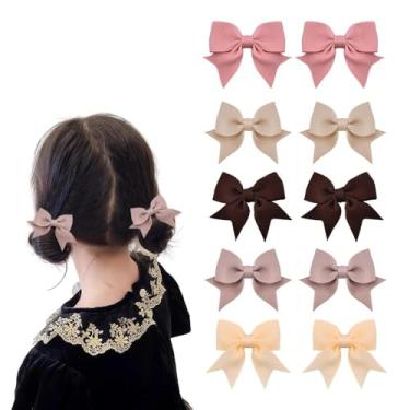 Imagem de Grampos de cabelo com laço de fita neutra pequenos grampos de cabelo presilhas bege marrom rosa elegante queda suave laço acessórios de cabelo para casamento festa de aniversário vestido 10 peças