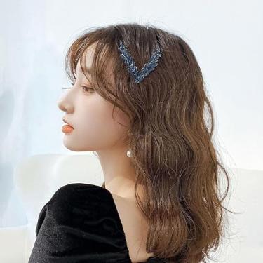 Imagem de Grampo de cabelo com strass azul escuro para mulheres, elegante prendedor de cabelo para noiva, acessório de cabeça brilhante
