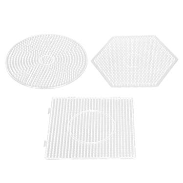 Imagem de Acouto Conjunto de Placas de Contas de Plástico de 3 Unidades para Crianças - Modelos Quadrados, Redondos e Hexagonais - Criatividade e Habilidades Feitas à Mão Com Pegboards de 5 Mm, Atividades Familiares Divertidas