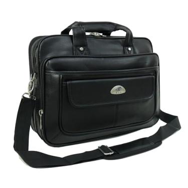 Imagem de Pasta Bolsa Maleta Transversal Tiracolo Social Executiva Notebook Documentos Masculina (Preto)