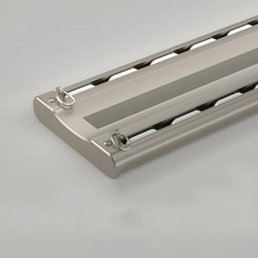 Imagem de Cortina de teto de fileira dupla – Trilhos ajustáveis de 3 m para privacidade na sala de estar, quarto ou hospital – cor champanhe, serve para espaços de 78 a 600 cm