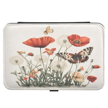Imagem de Burbuja Caixa de joias de viagem com flores, galhos, borboleta, presente para mulheres e meninas, estojo organizador de joias portátil de couro sintético para brincos, anéis, colares e pulseiras