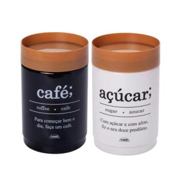 Imagem de Kit Pote de Açúcar Porta Café 1,15 L Plug Cozinha Redondo Empilháveis 