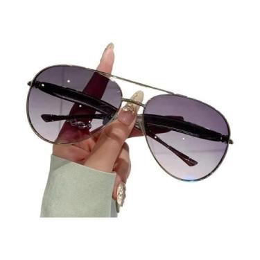 Imagem de Óculos De Sol Femininos Oversized Retrô Anos 70 Estilo Aviador Com Has