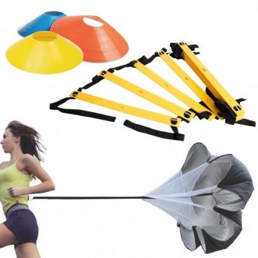 Imagem de Kit Escada de Agilidade 4m + 20 Cones Chinesinhos + Paraquedas